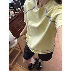 网图现货原版高品质对色对图夏季撞色明线短袖男女A716-P48，男装T恤，星座1505
