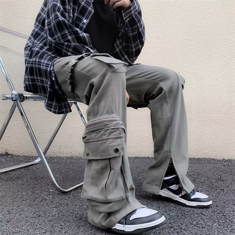 大口袋工装裤高街裤子男嘻哈街头垂感休闲裤K0115-P55,男装休闲裤,星座308B-1