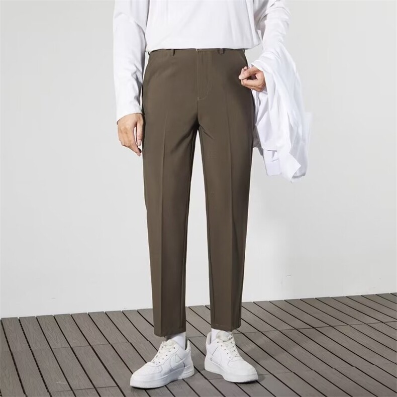 夏九分西装男士长裤子垂感小脚休闲修身直筒百搭小西裤K11，男装西服套装，星座1116A-2（原606A-1）