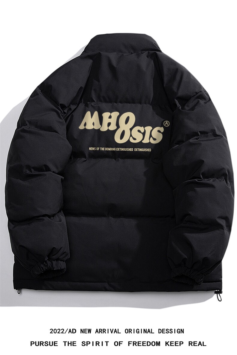 白底23新款冬季时尚百搭宽松字母印花潮流棉服外套MY2055P85控118,男装棉衣,电商A247-1