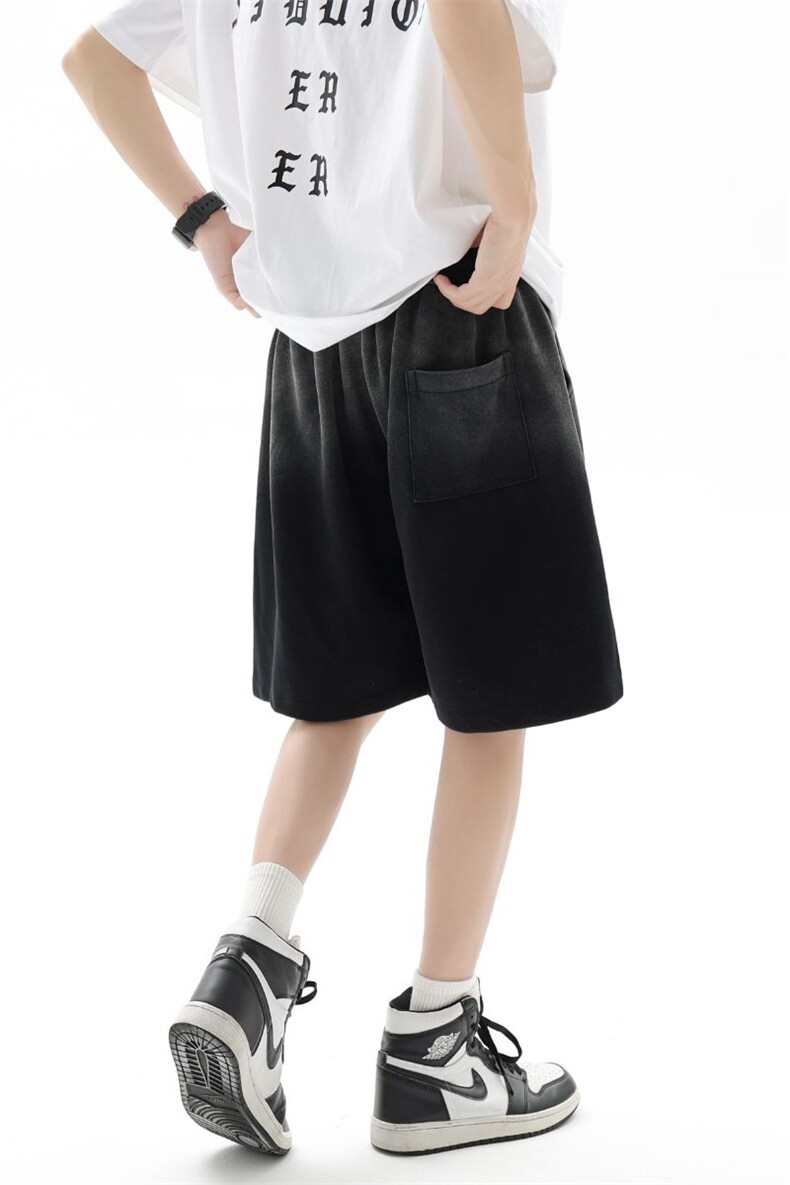 美式渐变短裤男夏季2025新款高街潮牌ins宽松休闲运动五分裤子,男装牛仔裤,电商A210