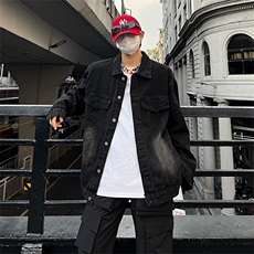 库奇大码宽松潮牌刺绣毛边牛仔外套中性夹克外穿男女款控128，男装夹克，星座301D-4(原星座1004-4）