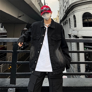 库奇大码宽松潮牌刺绣毛边牛仔外套中性夹克外穿男女款控128图片