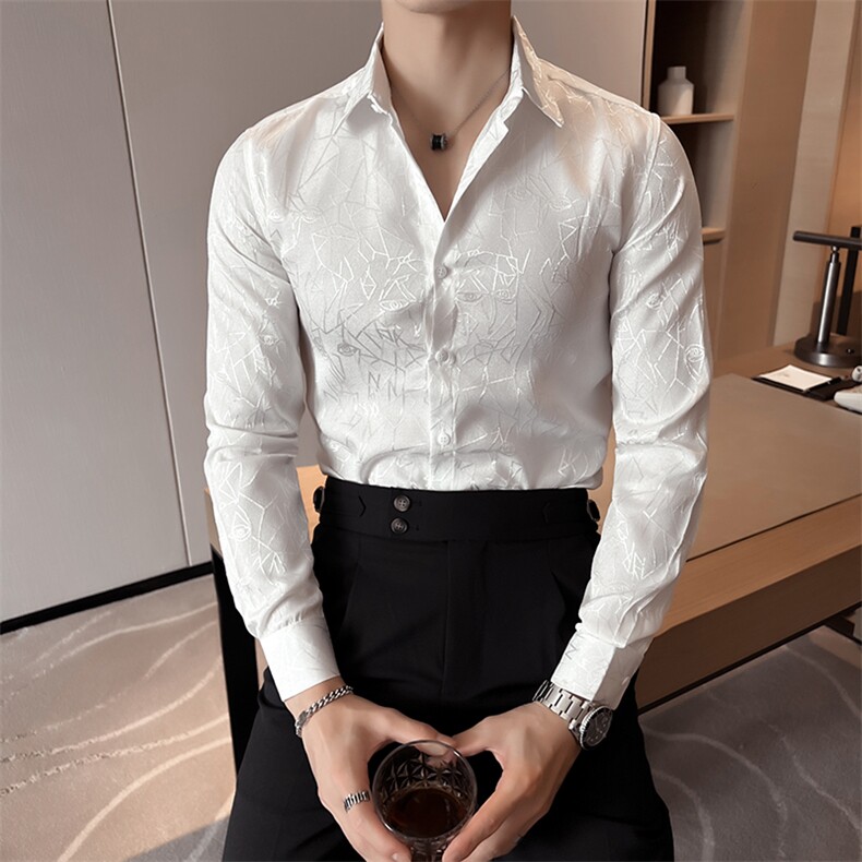 2025秋季男士高级感纯色提花长袖衬衫男修身衬衣301A-1/CS465/P55,男装衬衫,星座301A-1