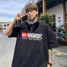 量大优供抖音视频支持得物配合二开美式满天星亮片短袖T恤MTX558，男装T恤，电商A486