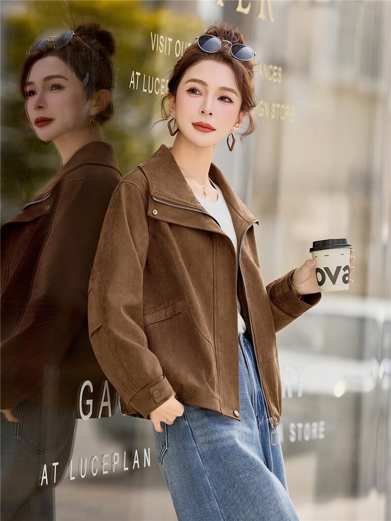 小个子短外套女2026年春季女士短款皮衣外套日常休闲皮夹克,女装短外套,悦祺