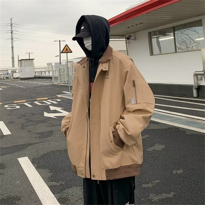 DYR139-P64日系潮牌复古刺绣设计感工装外套男女潮流翻领拼色夹克,男装夹克,星座603-2