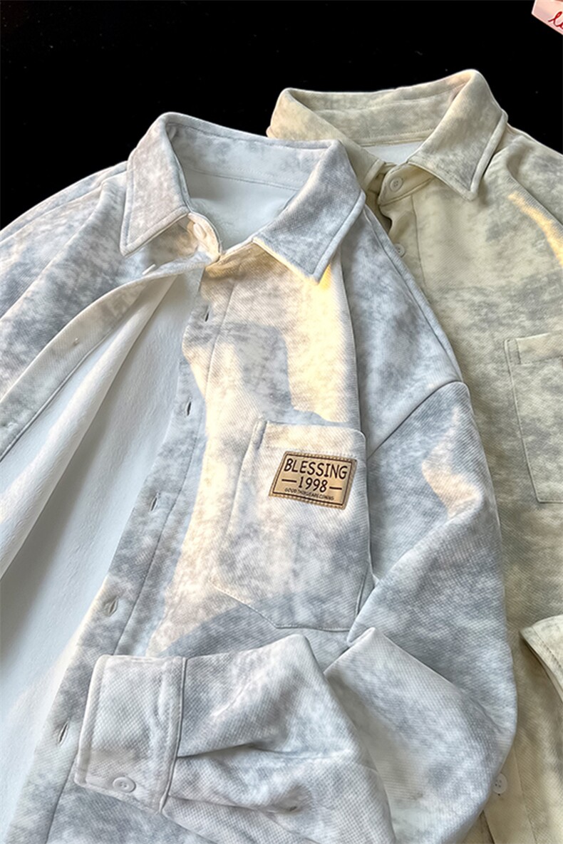 8XL-M秋冬款加绒加厚衬衫男做旧脏脏保暖外套大码衬衣CS29002P65,男装衬衫,电商B312