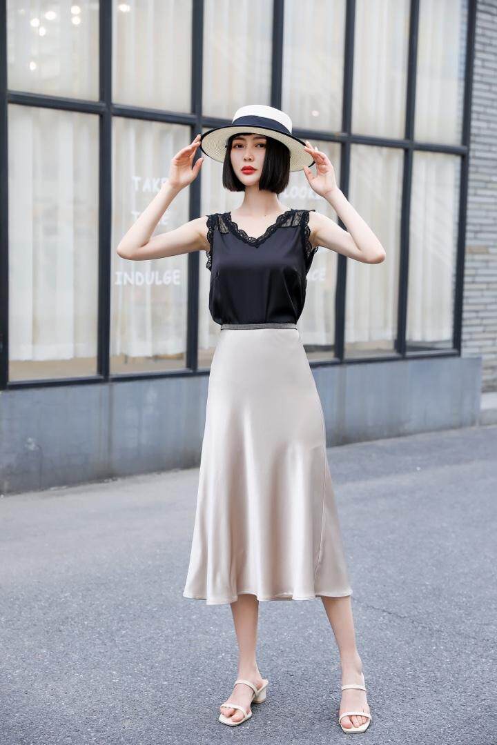 夏季新款半裙进口醋酸面料，女装半身裙，蘑菇扣