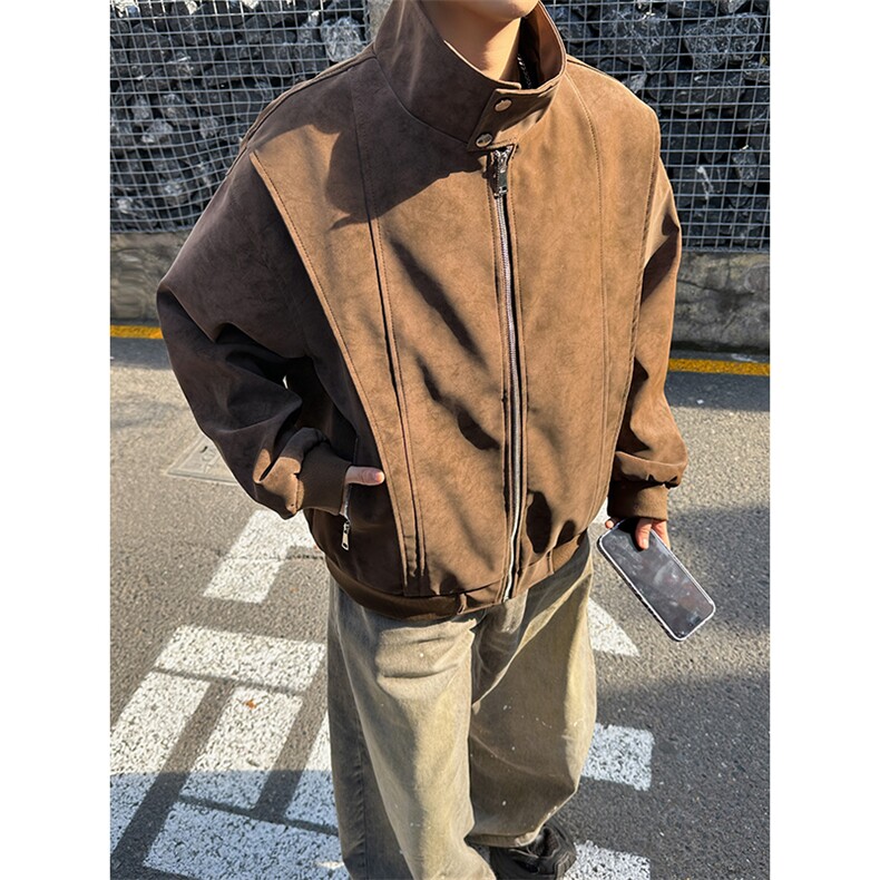 2026春季抖音得物高品质新款扎染PU皮衣雾面绒感皮夹克外套男P48,男装夹克,星座207