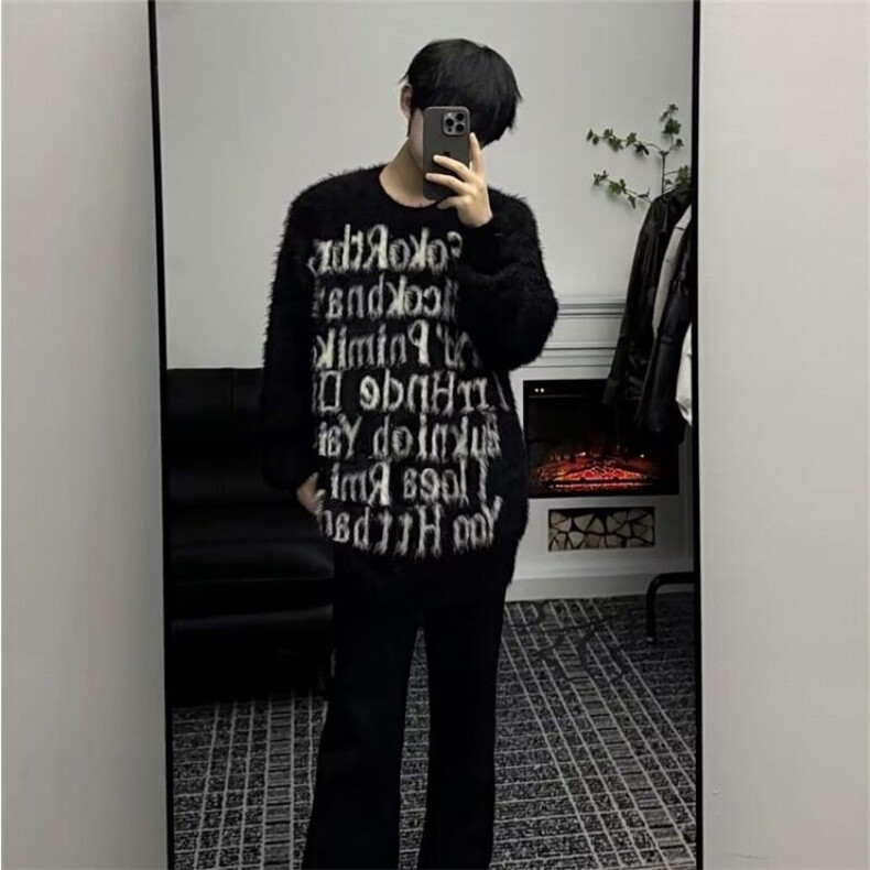 【有货】D8815-P53美式潮牌复古字母毛衣秋冬款百搭针织衫,男装针织衫/毛衣,星座603-2