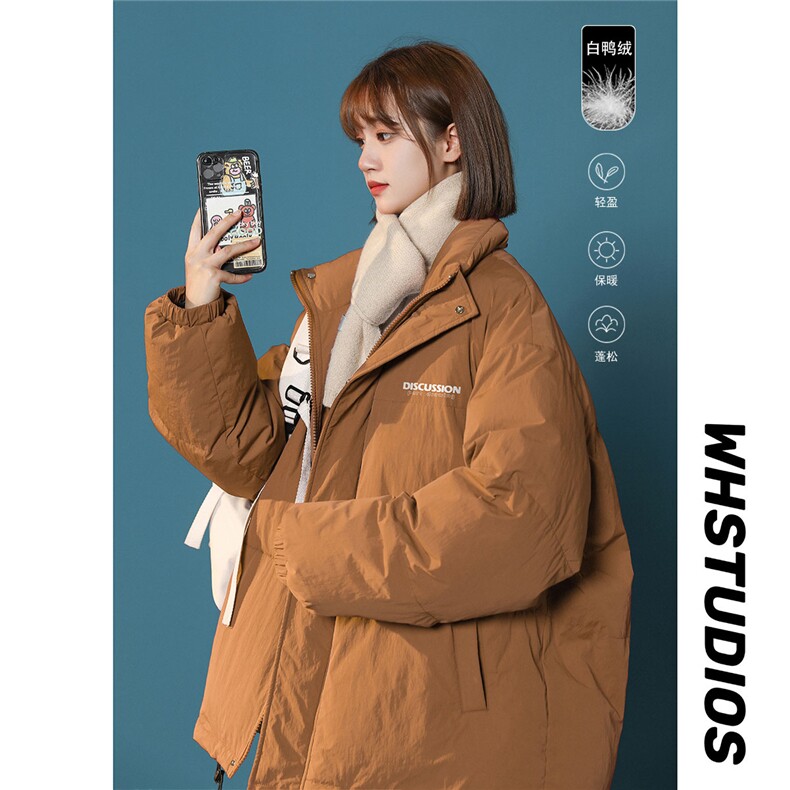 白鸭绒夜景22冬季新款潮流字母印花保暖立领羽绒服YR193P195控258，男装羽绒服，A247A