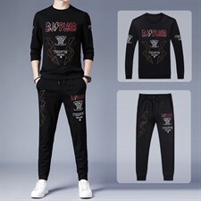 春秋季男士长袖t恤男2023年中青年休闲运动套装春季男装两件套潮，男装休闲套装，电商B212（原钱塘6029）