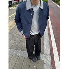 格纹撞色拼接夹克上衣男女春秋宽松休闲情侣痞帅工装外套J6818，男装夹克，星座1116A（原606A-3）