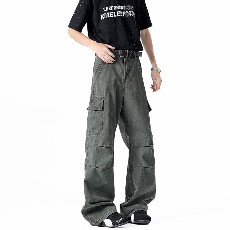 美式高街机能工装休闲裤宽松阔腿垂感直筒长裤XG122P53,男装工装外套,星座1013-1