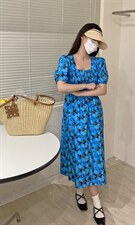 夏季花色连衣裙，女装连衣裙，唇蔻