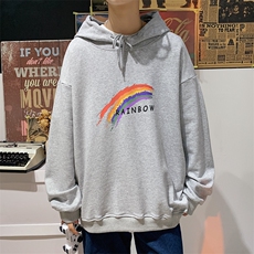 WY2064-P40加绒-P45纯棉连帽卫衣男大码运动帽衫宽松薄外套男，男装卫衣，电商A040