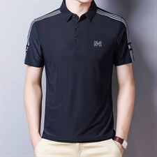 翻领2023年夏季宽松百搭长袖潮流T恤中年时尚上衣QPSF103，男装T恤，电商B212（原钱塘6029）