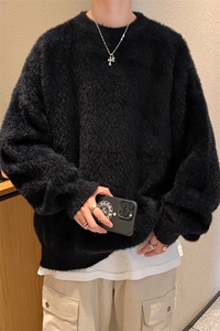 ！2023冬季新款男士貂毛圆领毛衣加厚保暖针织衫M2302特P48图片
