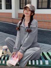（现货）时尚休闲套装女宽松显瘦翻领卫衣背心阔腿裤三件套潮，女装套装/套裙，韩蔻秀