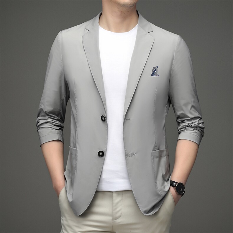 冰丝西服男士春秋季新款休闲西服超薄西装轻薄单西防晒上衣外套男,男装西服,电商B212（原钱塘6029）