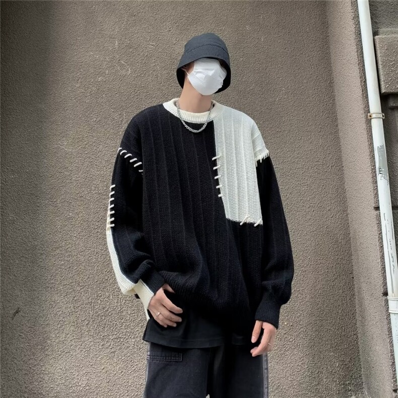 秋冬款潮牌美式高街复古印花毛衣男女宽松针织外套,男装针织衫/毛衣,星座716-2