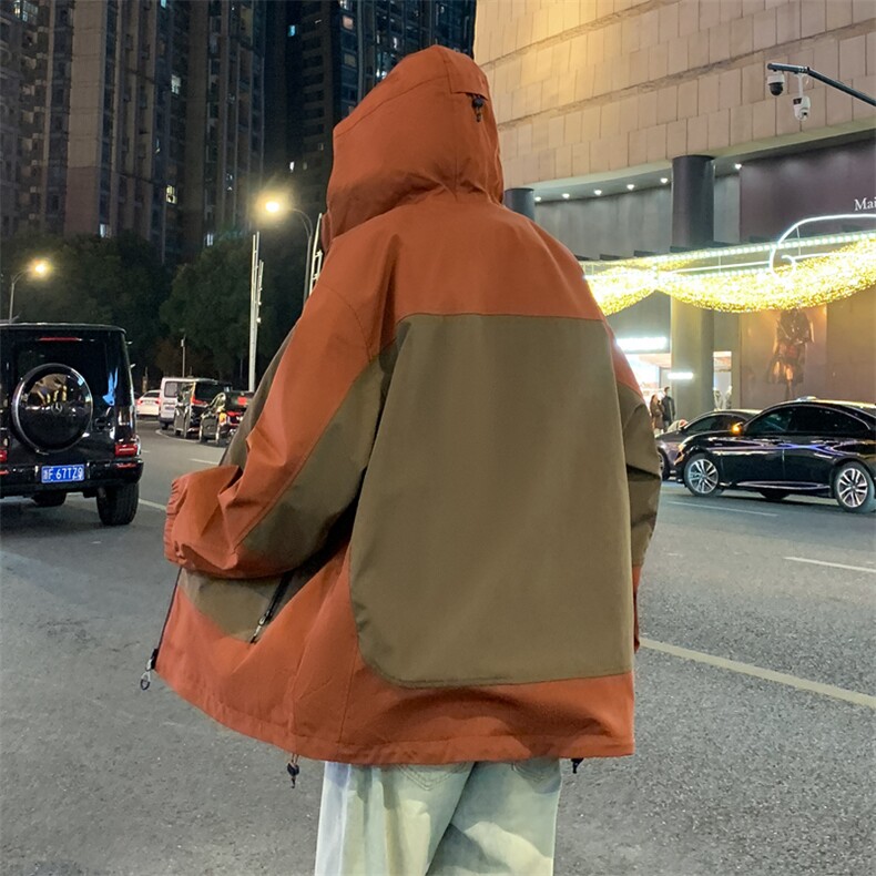 春季新款男士连帽冲锋衣外套款美式休闲工装夹克JK129-P88,男装夹克,星座308B-2