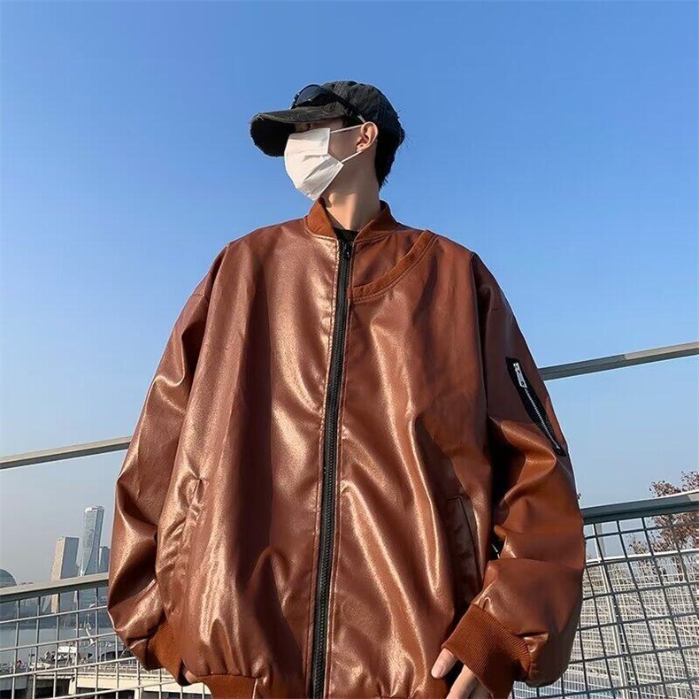 DYR155-P67新款韩版机车皮衣外套男宽松帅气复古美式潮牌皮夹克男,男装夹克,星座603-2