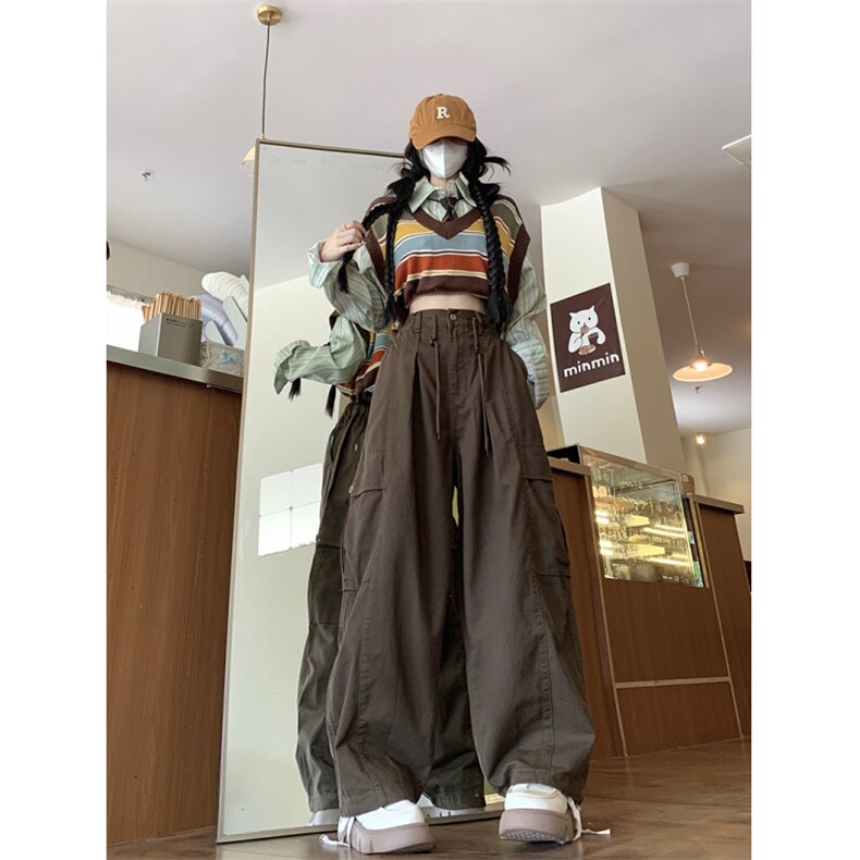 得物品质秋男女工装裤大口袋中性风直筒宽松长裤h627P60,男装工装外套,星座1013-1