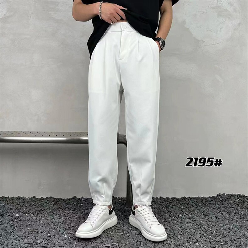 男简约宽松休闲裤垂感纯色枭光长丝面料长裤A329-K2195-P48,男装休闲裤,电商A329
