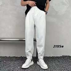 男简约宽松休闲裤垂感纯色枭光长丝面料长裤A329-K2195-P48，男装休闲裤，电商A329