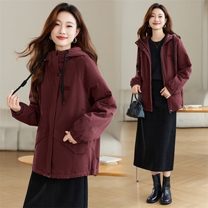 加绒保暖派克服女冬季新款宽松显瘦外套时尚百搭长袖棉服图片