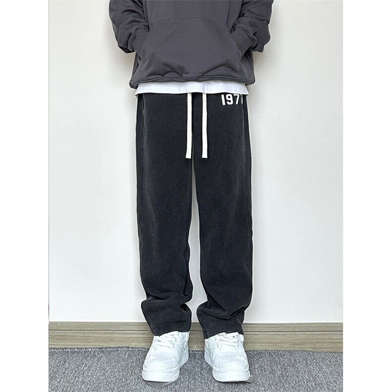港风 水洗大码休闲裤直筒裤卫裤拖地裤A014-DY23315-P65控88图片