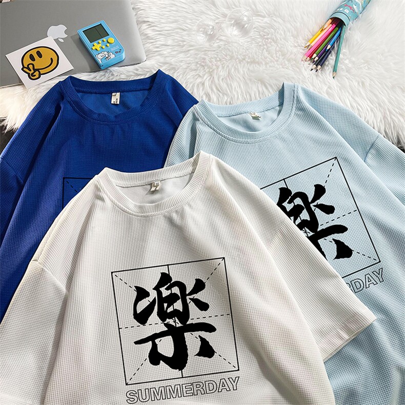 HT73197-P22华夫格t恤男短袖男大码五分袖毛毯,男装T恤,电商A040