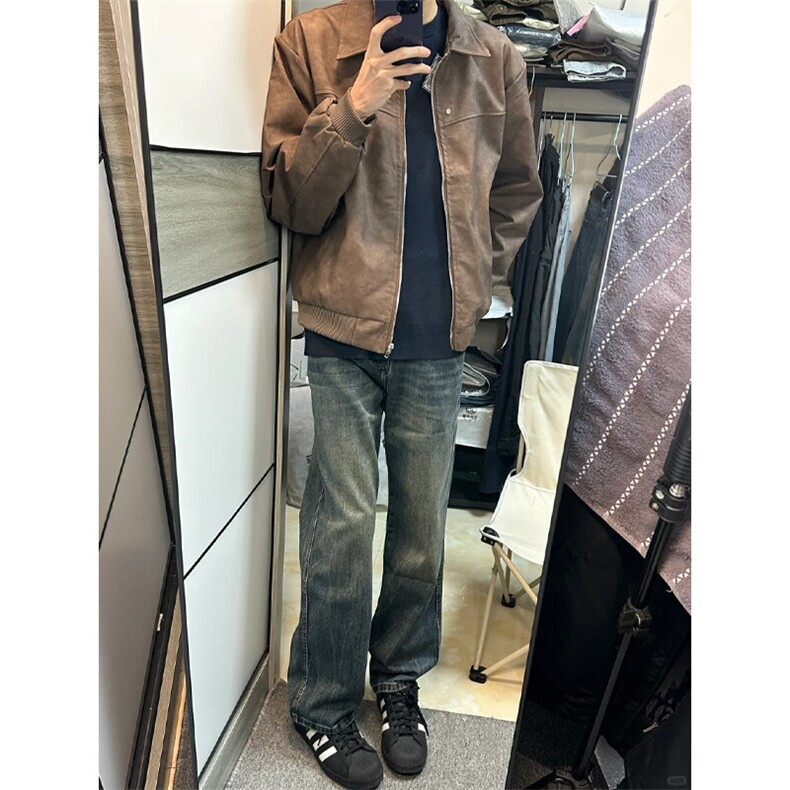 【网图】现货抖音可送样衣PU皮衣聚酯纤维YK86027-P65,男装皮衣,电商A086-1