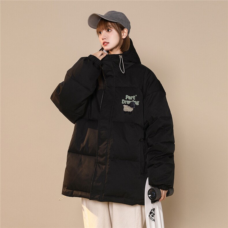 中性风22冬季新品趣味动物印花不可拆卸连帽棉衣MY157P115控148,男装棉衣,A247A