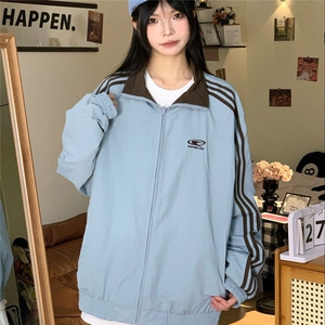 美式复古棒球服外套春秋款时尚小众宽松百搭双面穿薄款情侣款夹克