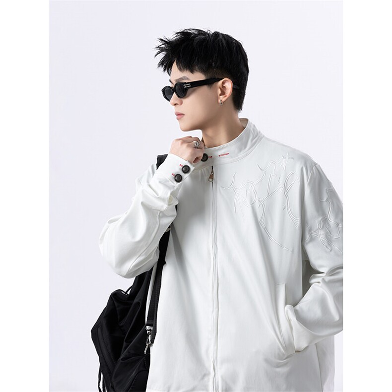 春季新款港风美式提花刺绣痞帅立领夹克男XZ213-JK1000-P88控118,男装夹克,星座213