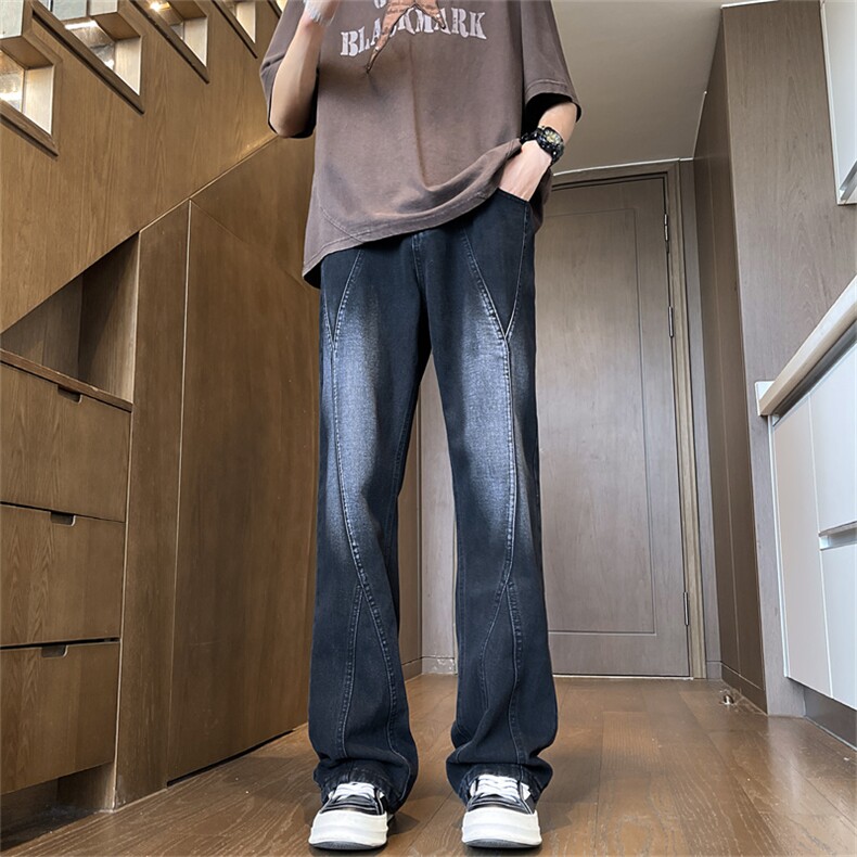 美式高街vibe裤子牛仔裤男直筒工装微喇裤N390-P46,男装牛仔裤,星座308B-2