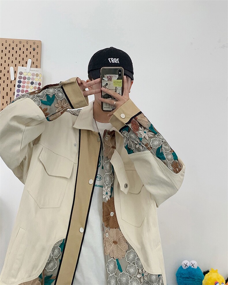 春秋潮牌刺绣拼接棒球服情侣宽松工装夹克学生休闲外套W1083-P78,男装夹克,星座512-4