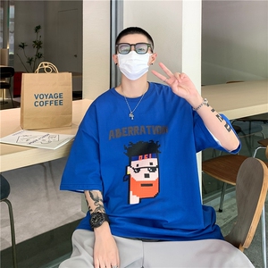 T恤2026夏季新款潮流圆领男港风时尚印花短袖B299-X5298-P30控49图片