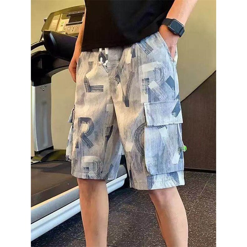 工装短裤男夏季新款潮牌宽松中裤子休闲五分裤痞帅运动健身大裤衩,男装牛仔裤,星座613