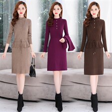 2021年秋装气质有女人味的订珠两件套毛衣连衣裙，女装连衣裙，金典明美