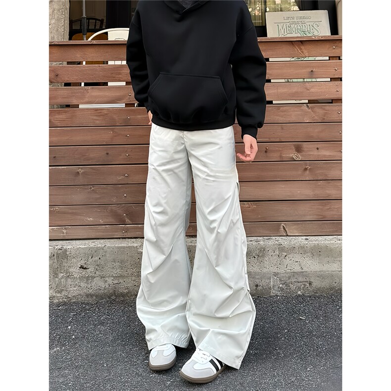 防水硬挺微喇褶皱西裤潮牌新款宽松直筒大货310A-4-XK16-特批35,男装西裤,星座310A-4