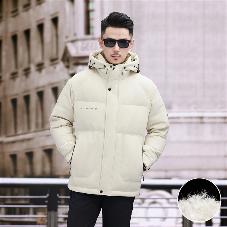 新款新标90绒中年羽绒服外套男士秋冬季连帽时尚休闲羽绒服大衣,男装羽绒服,钱塘723