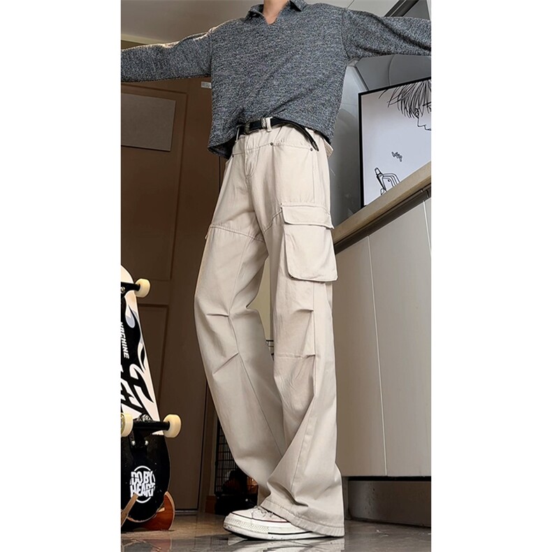 高品质B221美式ins高街宽松微喇水洗休闲裤LK24342-P65控88,男装休闲裤,电商B221