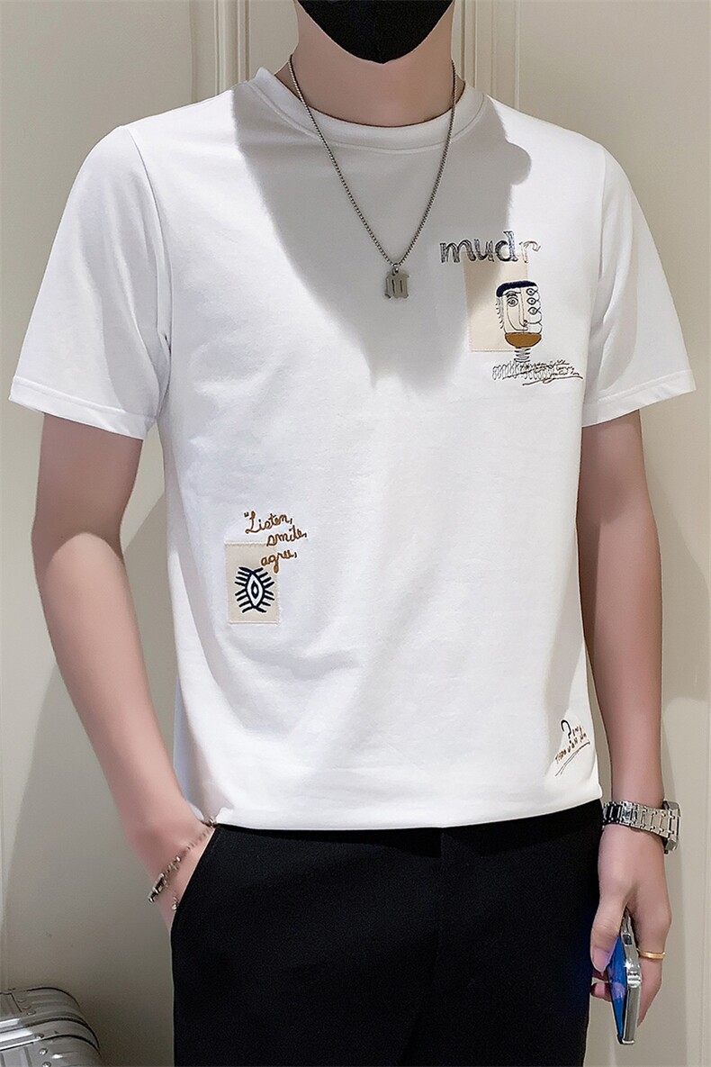 社会小伙2025新款夏季T恤男短袖潮牌印花A313-1-5807-P4868,男装T恤,电商A313-1
