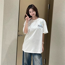 万针全刺绣解构设计260克重磅双纱纯棉高品质美式高街短袖T恤特35，男装T恤，电商A486-1