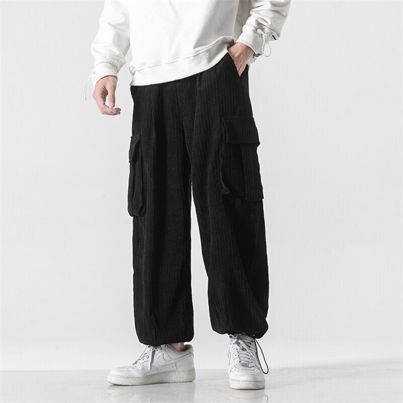 日系潮牌宽松直筒工装裤男新款抽绳哈伦裤百搭休闲长裤D507/P55，男装休闲裤，星座206-1