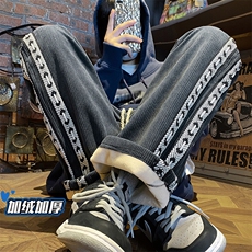 灯芯绒裤子男冬季加绒运动直筒潮牌垂感休闲裤K5408-P65控78，男装休闲裤，电商B315